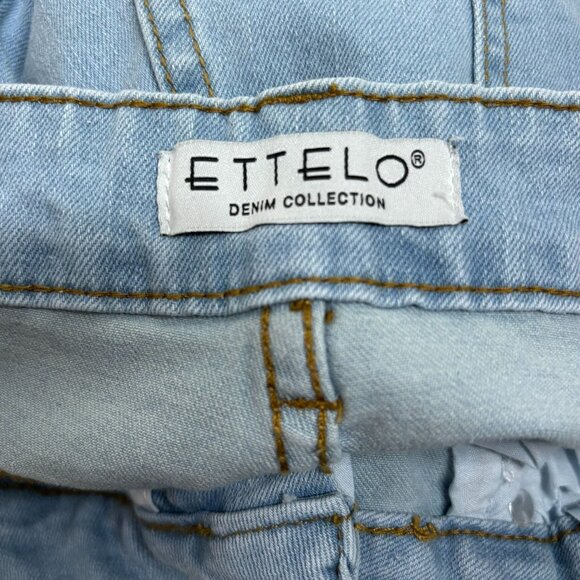 Ettelo Light Wash Denim Jeans Size 14 Wide Leg High Waisted 5 Pocket Button Zip - Picture 5 of 6